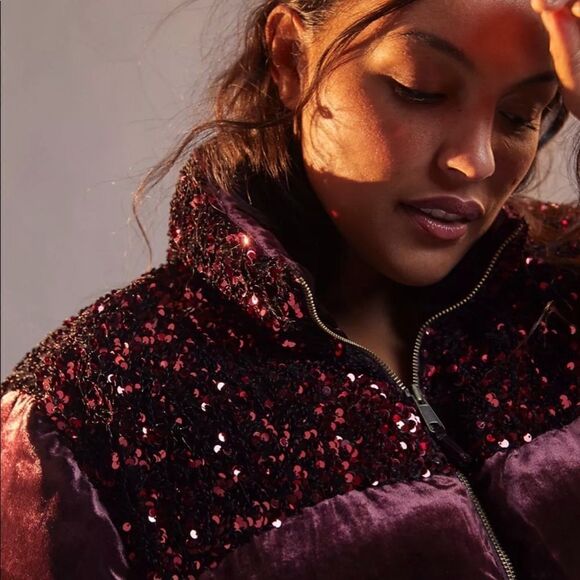 Anthropologie 
Vera Sequined Velvet Puffer Jacket - Picture 2 of 9